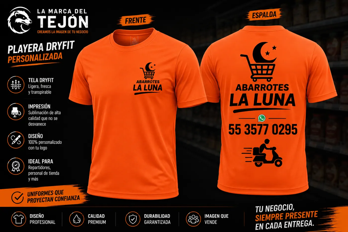 Propuesta de diseño aplicada en una playera para negocio